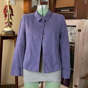 Vintage Y2K Faux Suede Purple Blazer Retro minimalist Chic button up Jacket NWT